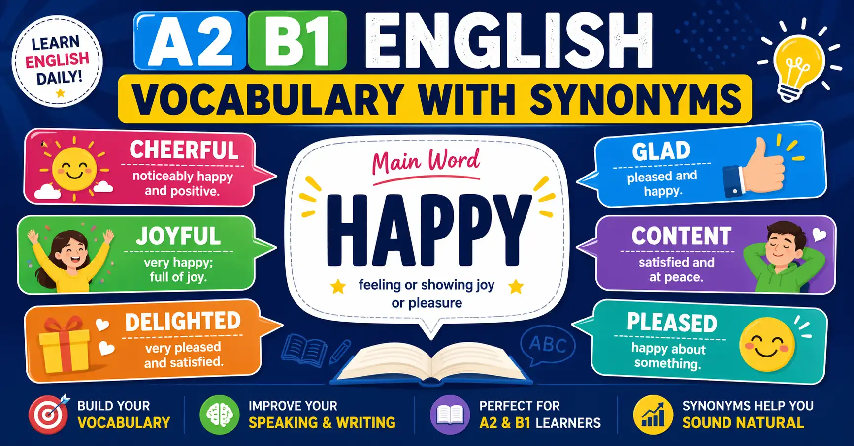 A2 B1 English vocabulary with synonyms