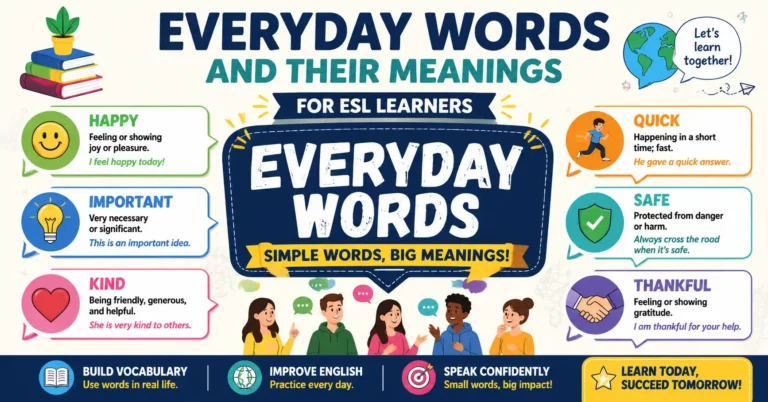 everyday words and their meanings for ESL