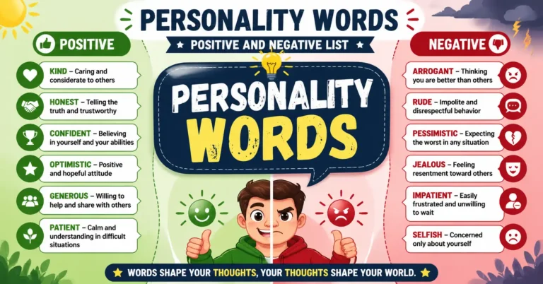 personality words positive and negative list