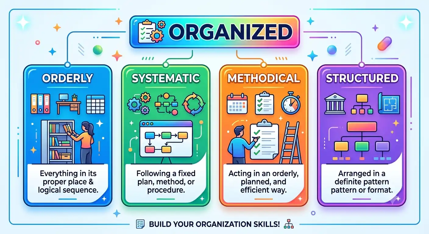synonyms for organized