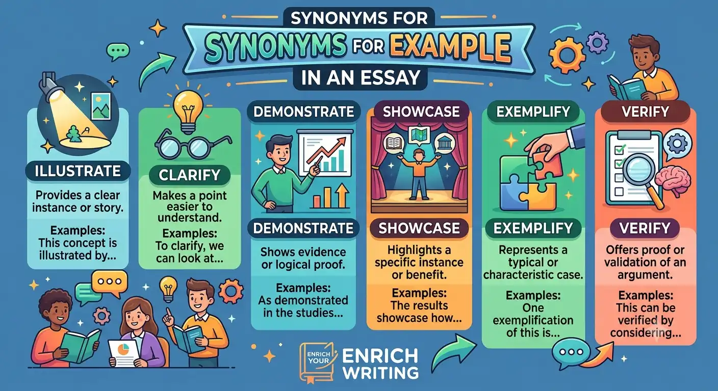 synonyms for example in an essay