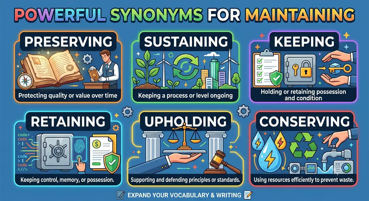 synonyms for maintaining
