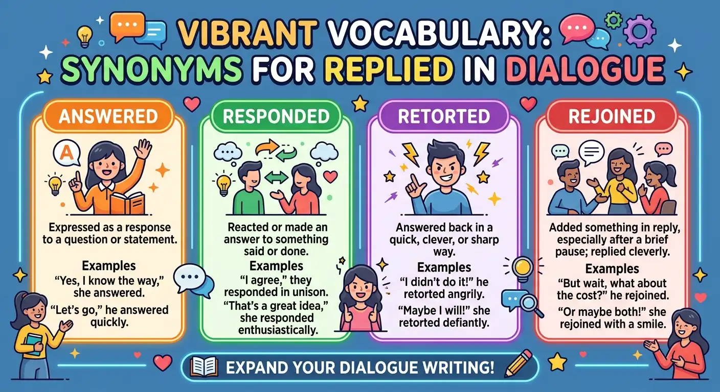 synonyms for replied in dialogue