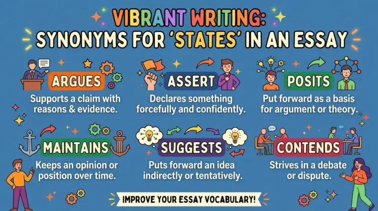 synonyms for states in an essay
