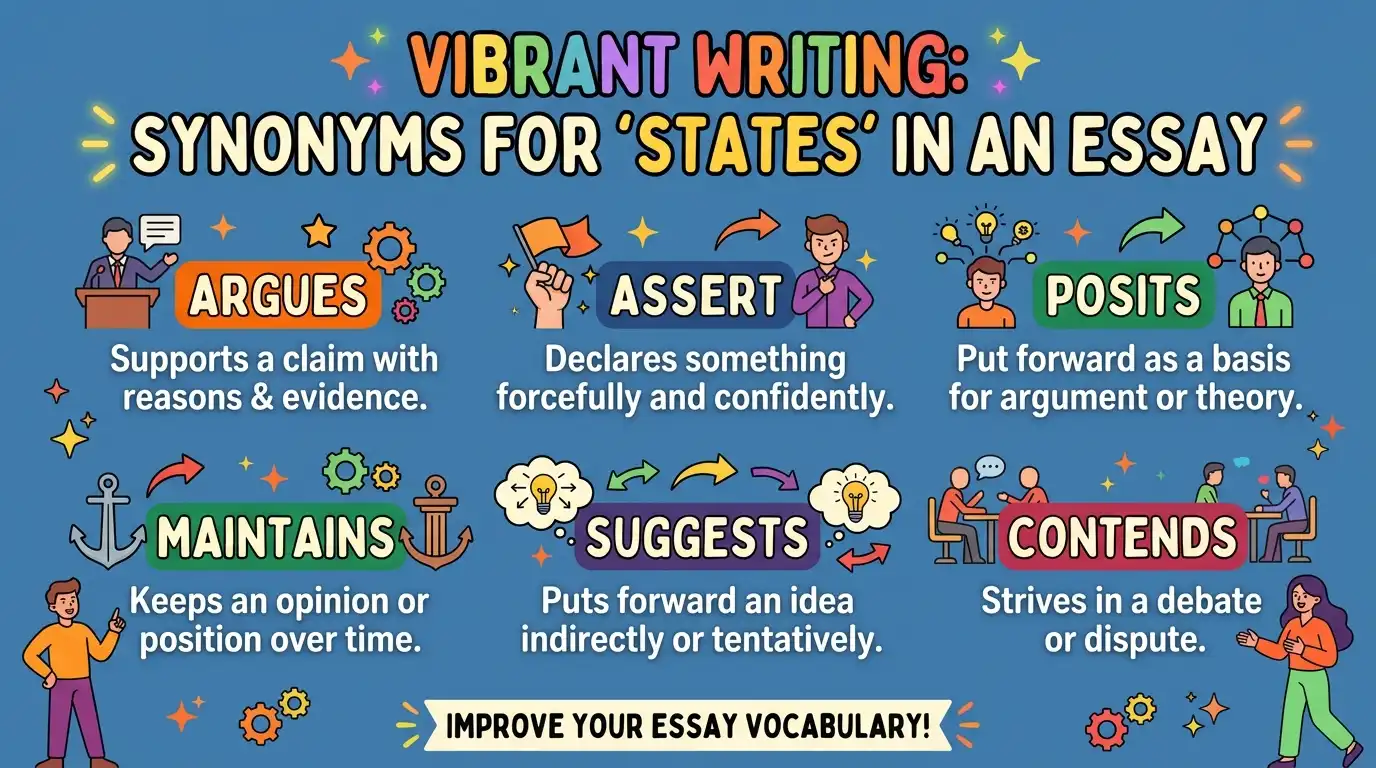 synonyms for states in an essay