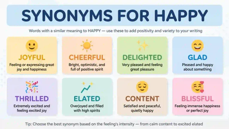 what is a synonym for happy